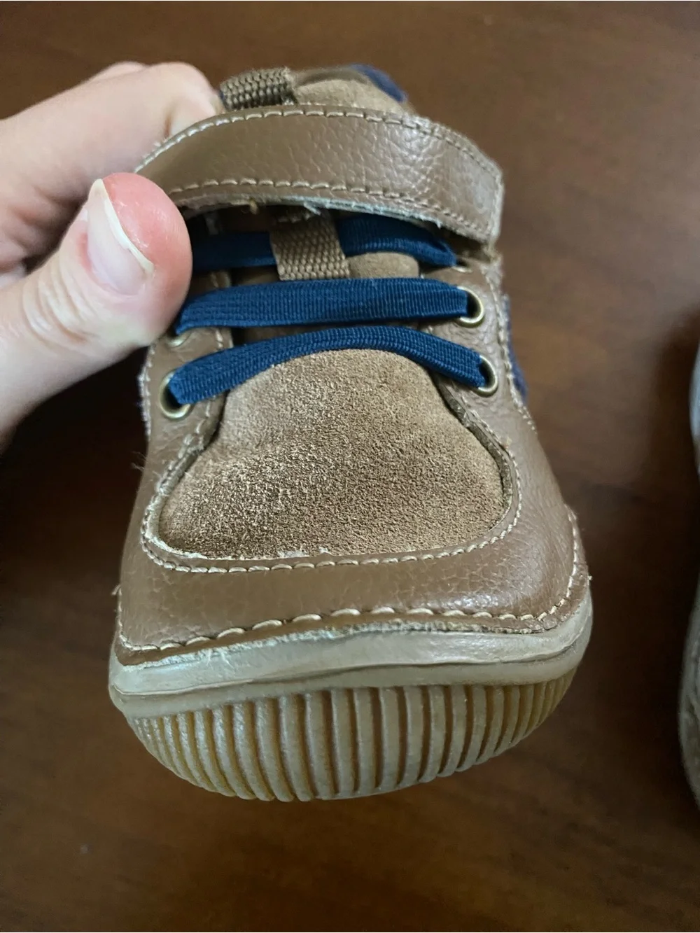 Stride Rite Brown and Navy Toddler Hook-and-Loop Sneakers
